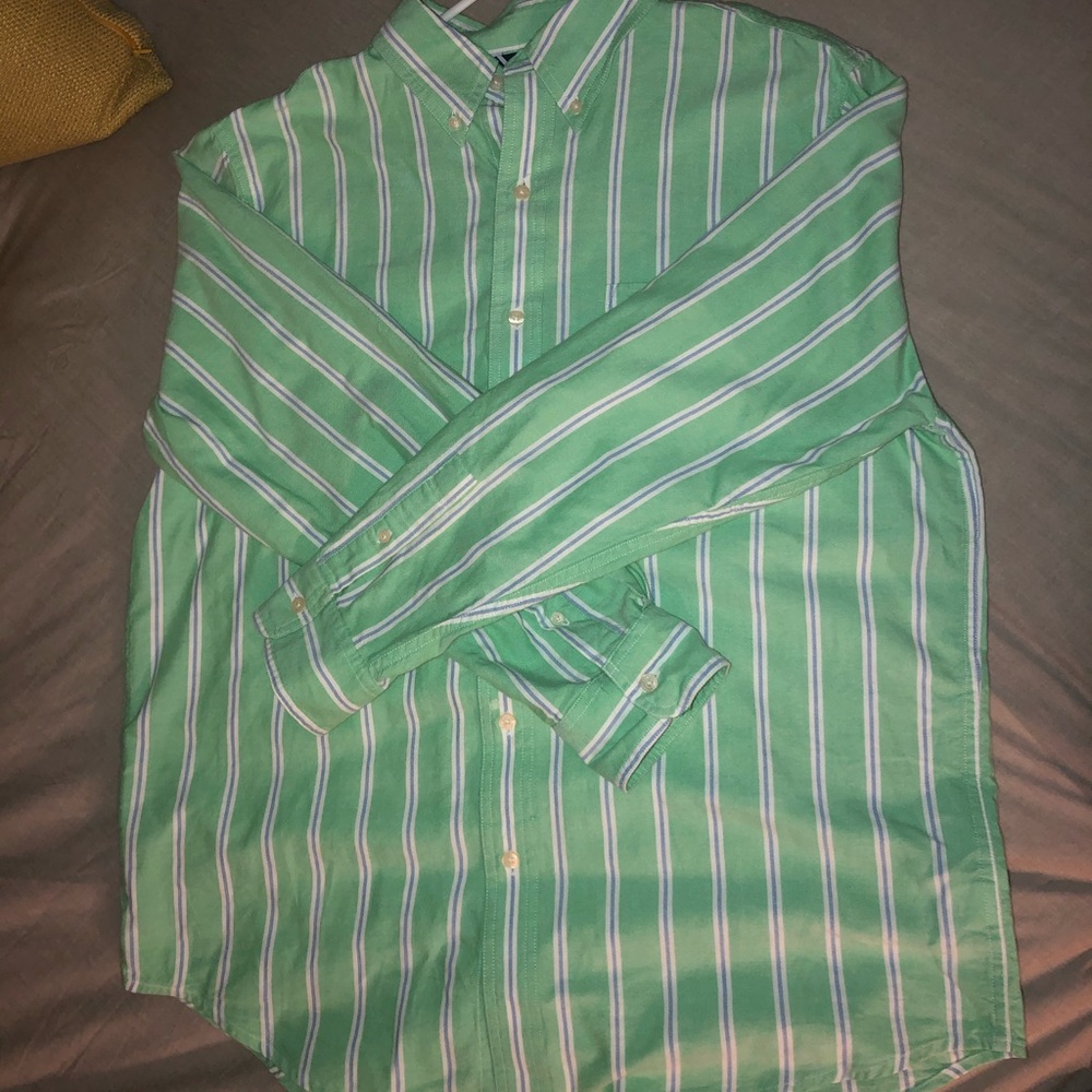 Green and white button up - Picture 2 of 3